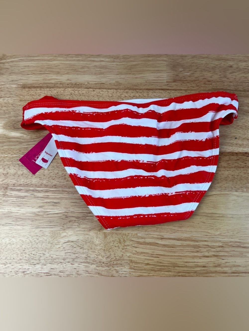 Xhilaration Juniors' Red and White Striped Bikini Bottom - Size XS - NWT